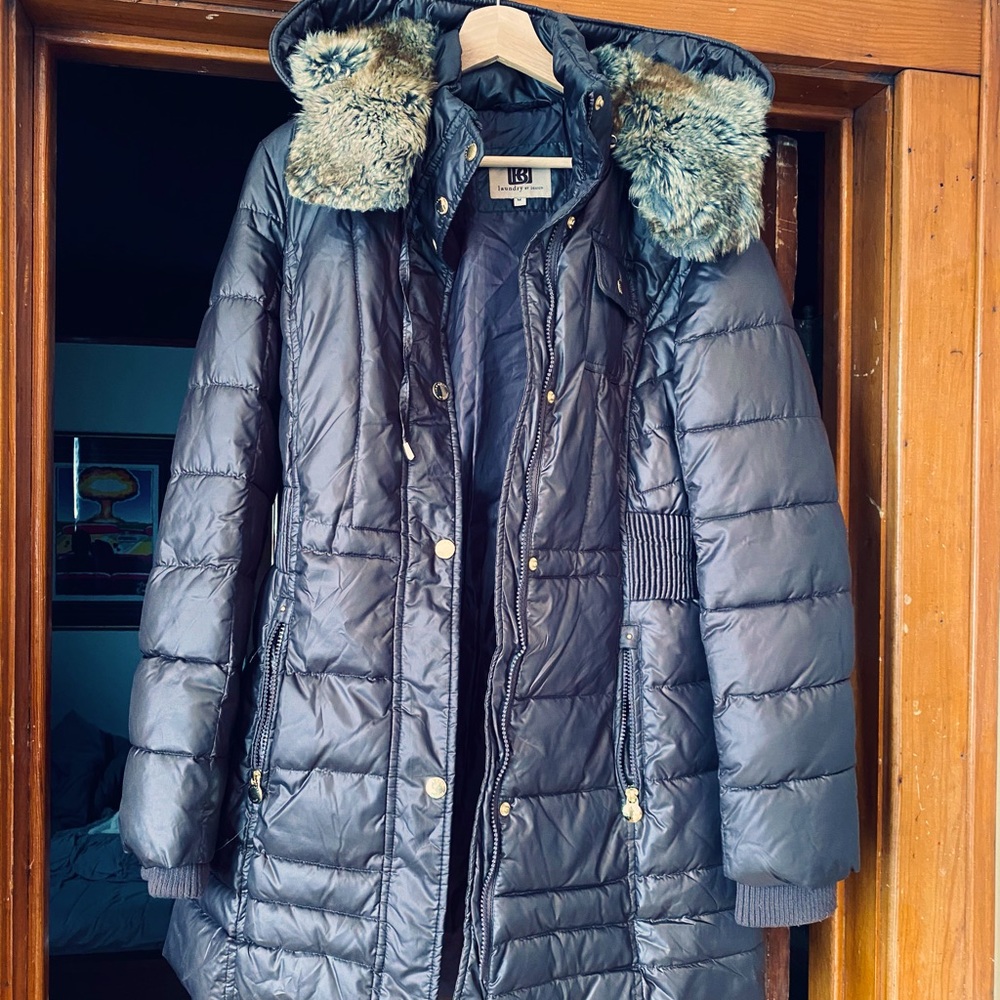 Medium Brown Long Coat Fur Hood